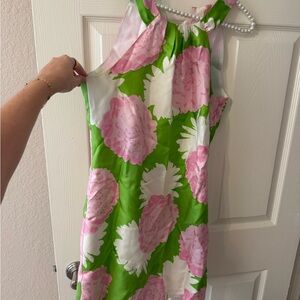 Skirtin Around Green and Pink Floral Dress